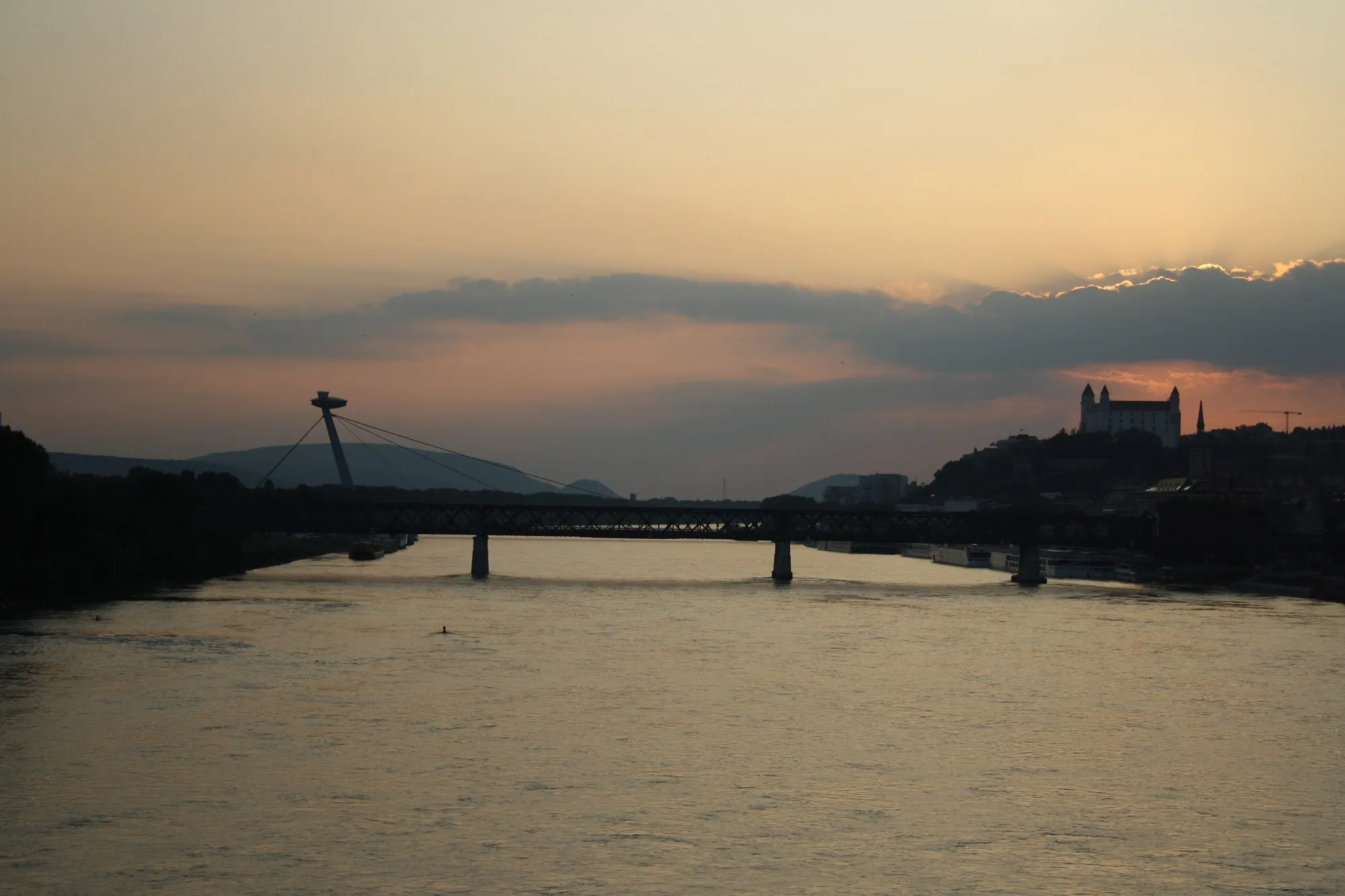 The Danube at Bratislava: the New Bridge and the castle on the skyline