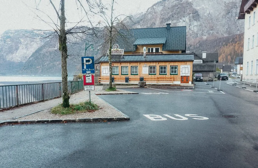 The lakeside terrace beside the Hallstatt coach terminal