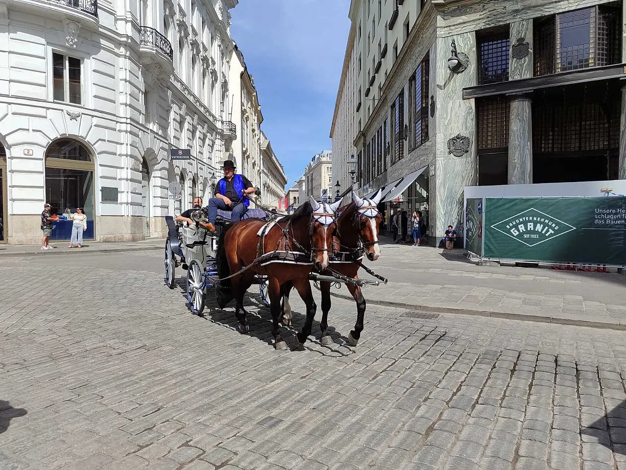 A coachman on the box of a Fiaker in the old town