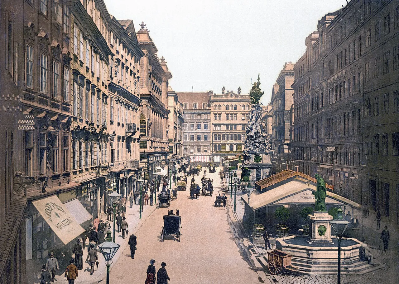 The Graben in the first district around 1900, the walking route most pass sights sit along